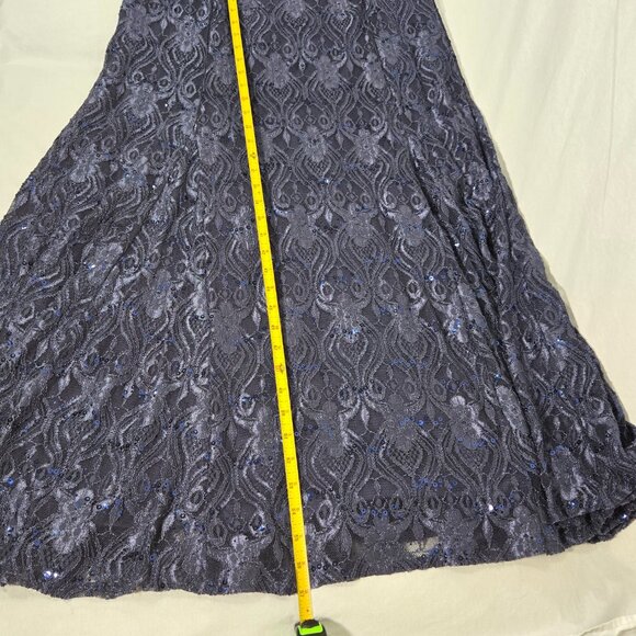 R & M Richards Mother Of The Bride BLUE Sequined Lace Sheer Formal Dress Size 16 - Picture 15 of 17